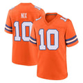 Perkns D.Broncos #10 Bo Nix Player Orange Alternate Collection Throwback Game Stitched Jerseys