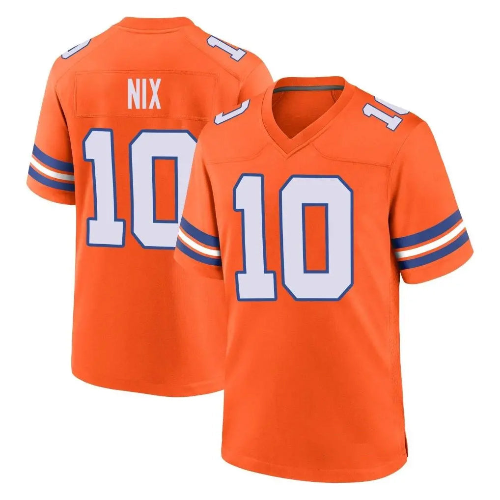 Perkns D.Broncos #10 Bo Nix Player Orange Alternate Collection Throwback Game Stitched Jerseys