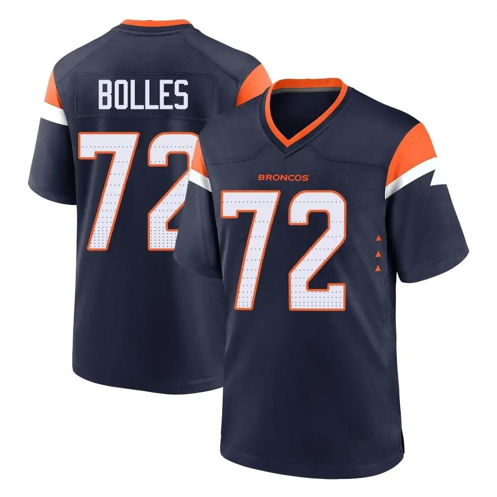 Perkns D.Broncos #72 Garett Bolles Player Navy Home Game Stitched Jerseys