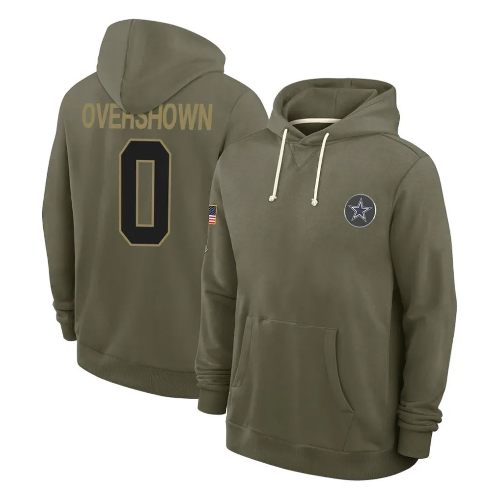 Perkns D.Cowboys #0 DeMarvion Overshown Player Olive Salute to Service Pullover Hoodies Limited Stitched Jerseys