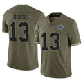 Perkns D.Cowboys #13 Caleb Downs Player Olive Salute to Service Limited Game Stitched Jerseys