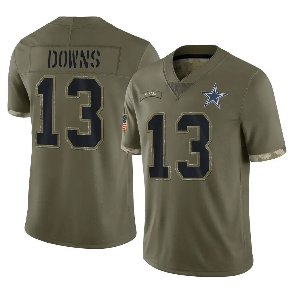 Perkns D.Cowboys #13 Caleb Downs Player Olive Salute to Service Limited Game Stitched Jerseys