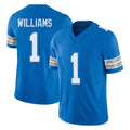 Perkns D.Lions #1 Jameson Williams Player Blue Limited Vapor F.U.S.E. Alternate Home Game Stitched Jerseys