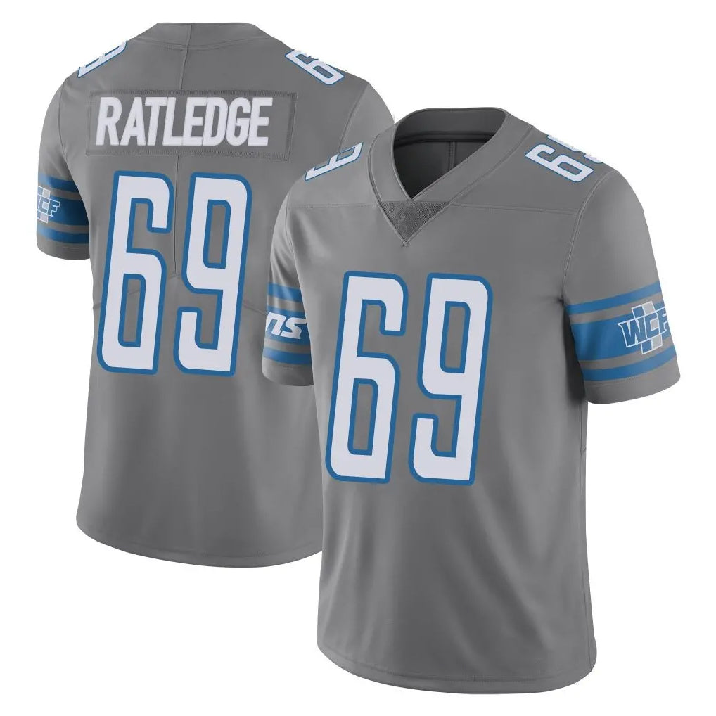 Perkns D.Lions #69 Tate Ratledge Player Gray Vapor Untouchable Limited Home Game Stitched Jerseys