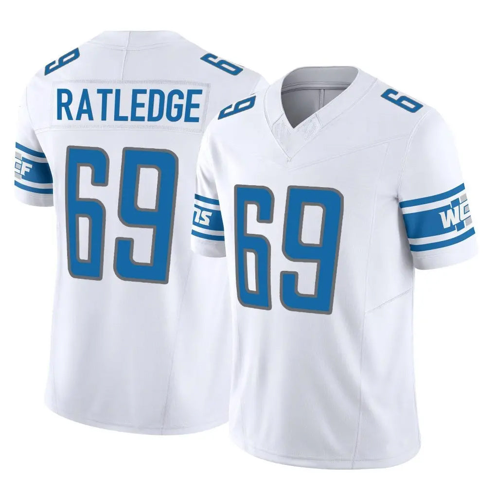Perkns D.Lions #69 Tate Ratledge Player White Vapor F.U.S.E. Limited Home Game Stitched Jerseys