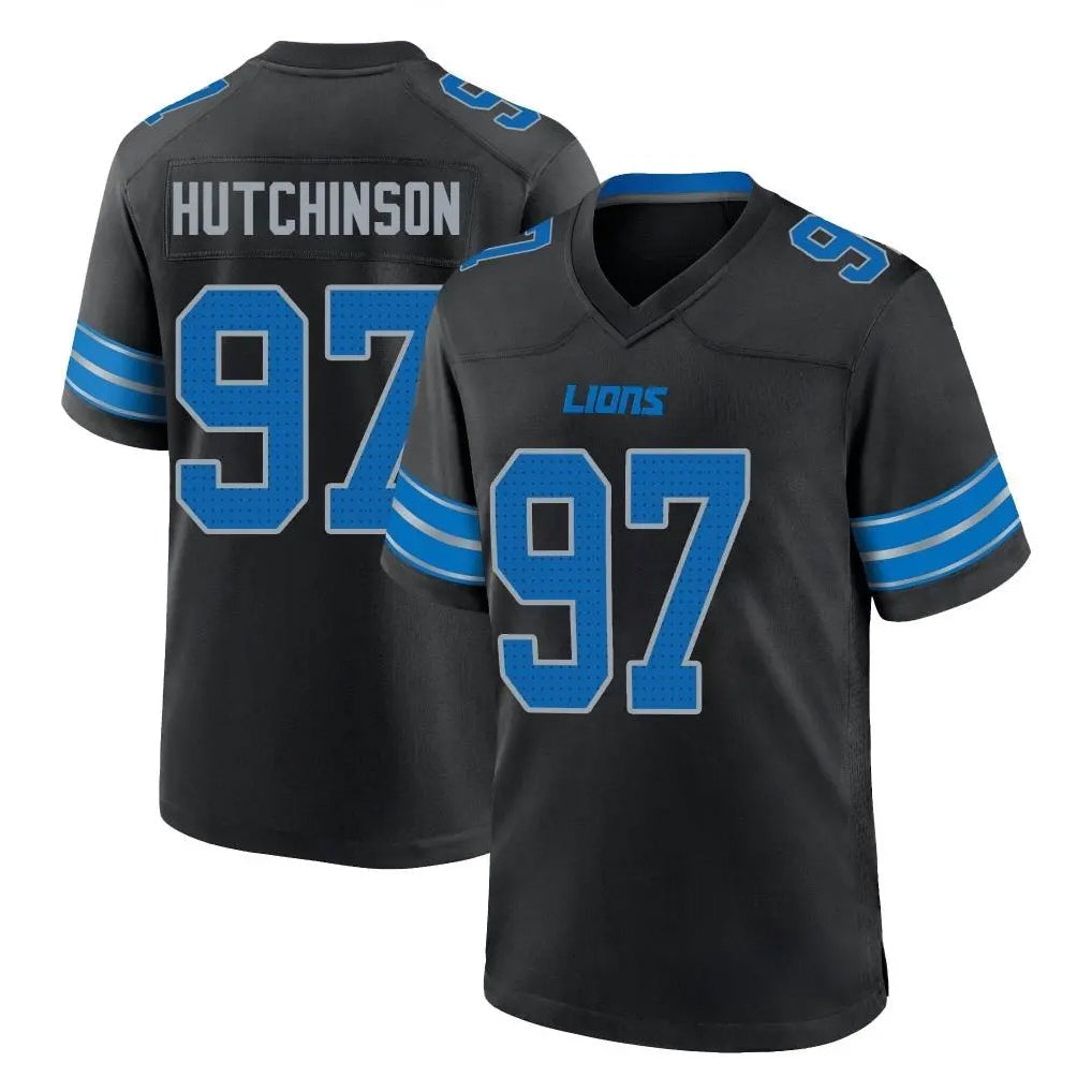 Perkns D.Lions #97 Aidan Hutchinson Player Black Alternate Home Game Stitched Jerseys