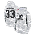 Perkns GB.Packers #33 Evan Williams Player Arctic Camo Salute to Service Hoodies Limited Game Stitched Jerseys