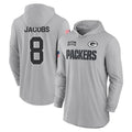 Perkns GB.Packers #8 Josh Jacobs Player Gray Salute to Service Hoodies Game Stitched Jerseys