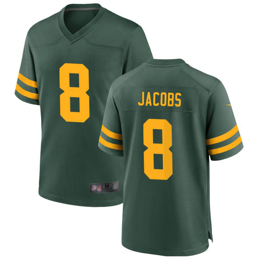 Perkns GB.Packers #8 Josh Jacobs Player Green Home Replica Stitched Jerseys