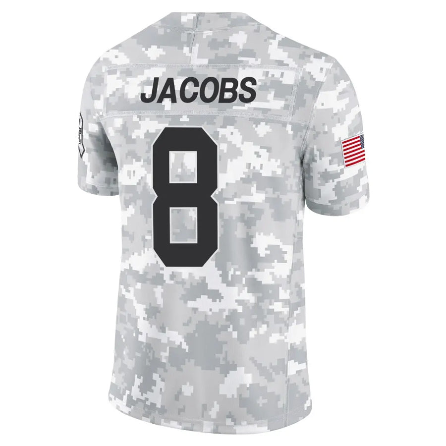Perkns GB.Packers #8 Josh Jacobs Player Limited Arctic Camo Salute to Service Stitched Jerseys
