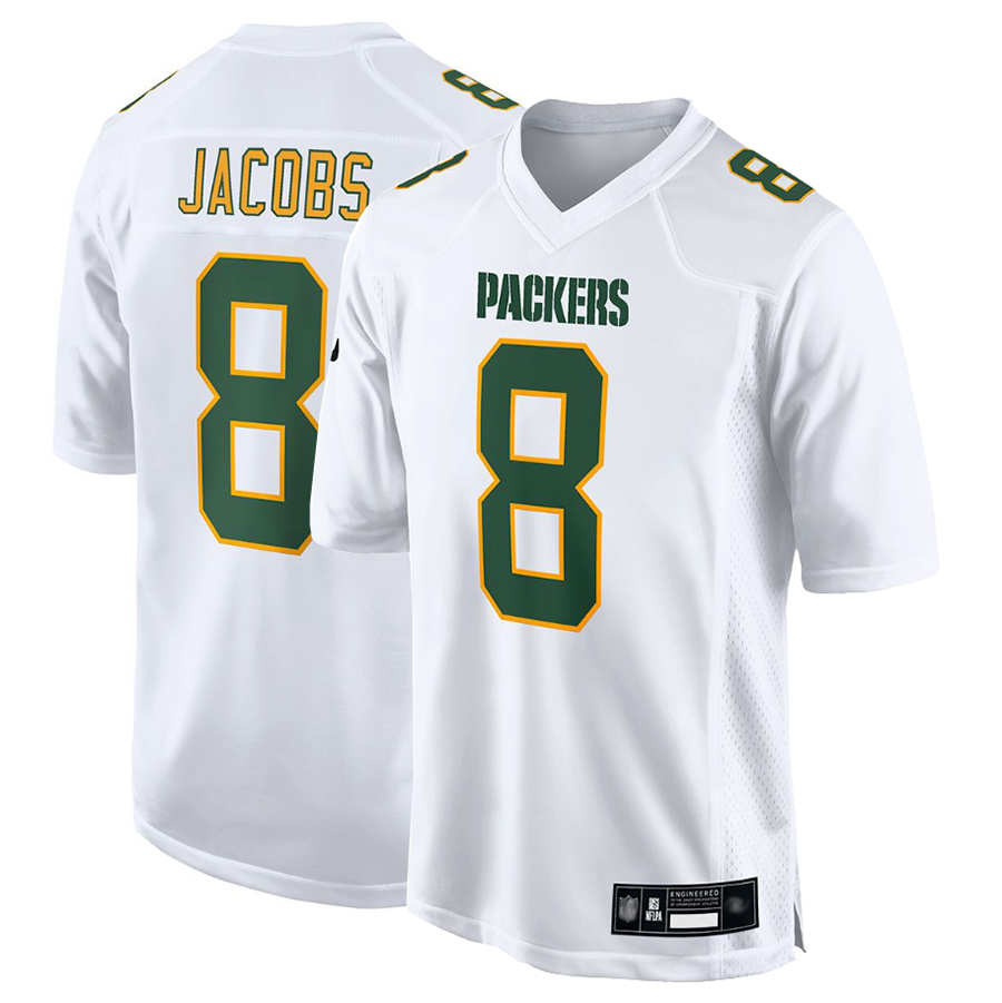 Perkns GB.Packers #8 Josh Jacobs Player White Fashion Game Stitched Jerseys