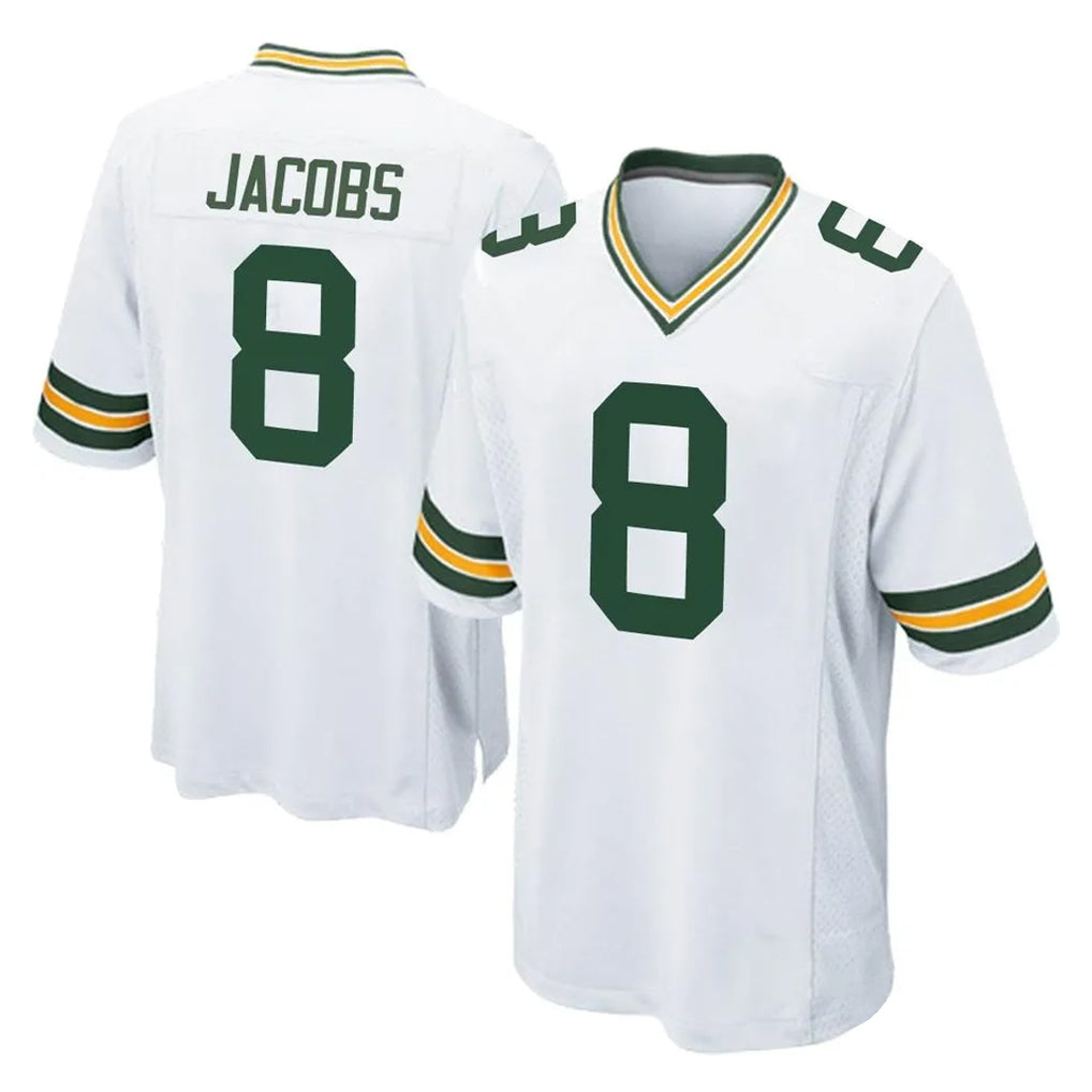 Perkns GB.Packers #8 Josh Jacobs Player White Home Game Stitched Jerseys