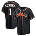 Perkns H.Astros #1 Carlos Correa Player Black Fashion Out Home Game Stitched Jerseys