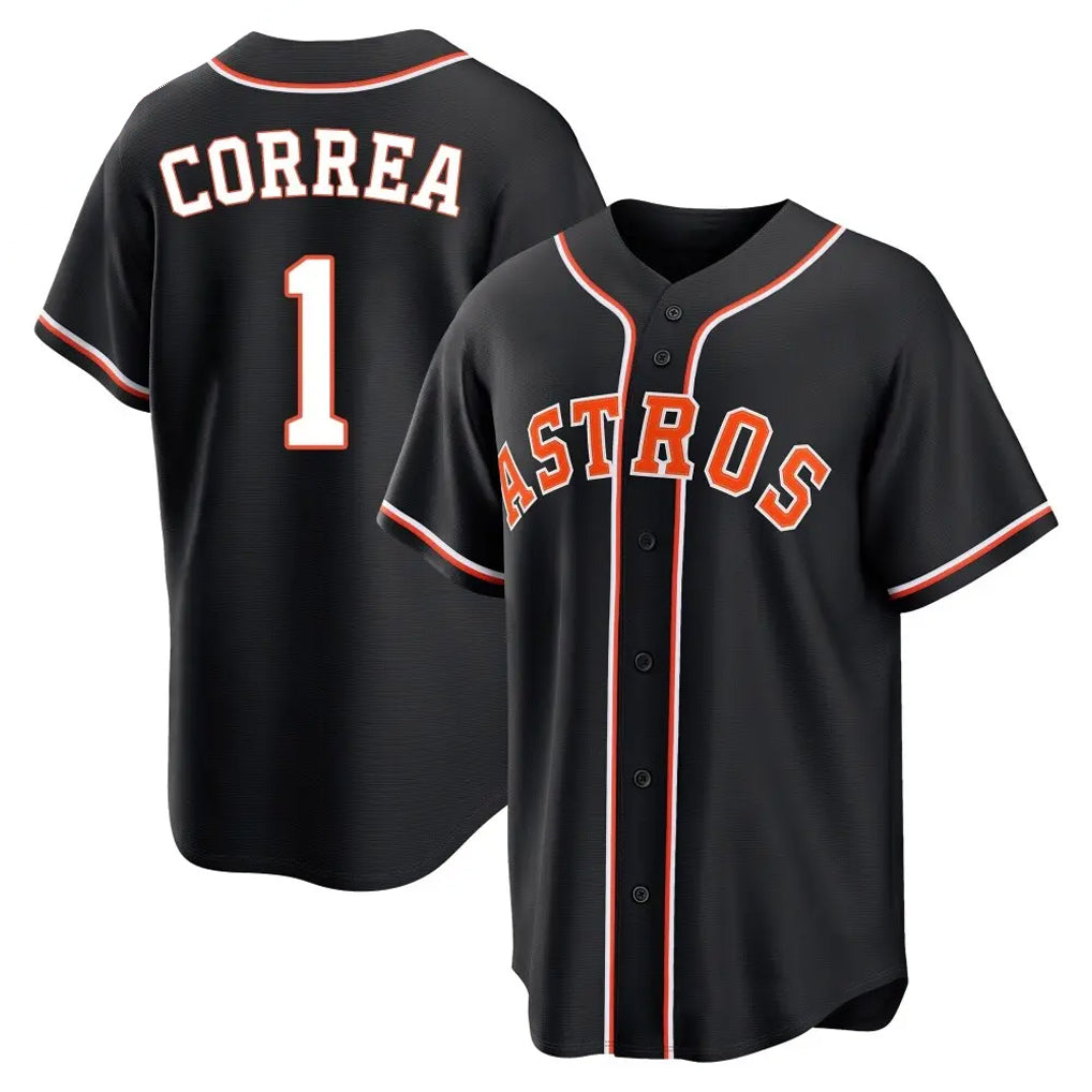 Perkns H.Astros #1 Carlos Correa Player Black Fashion Out Home Game Stitched Jerseys