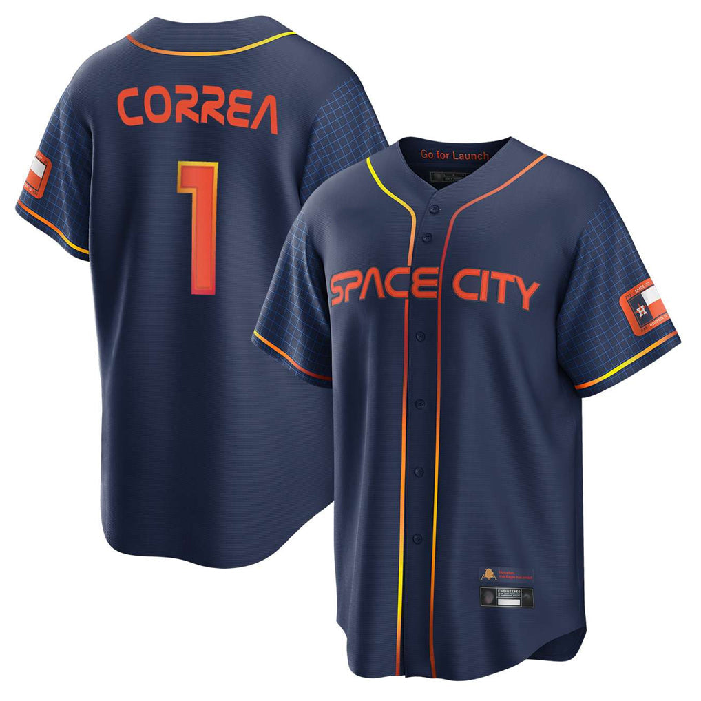 Perkns H.Astros #1 Carlos Correa Player Navy City Connect Home Game Stitched Jerseys