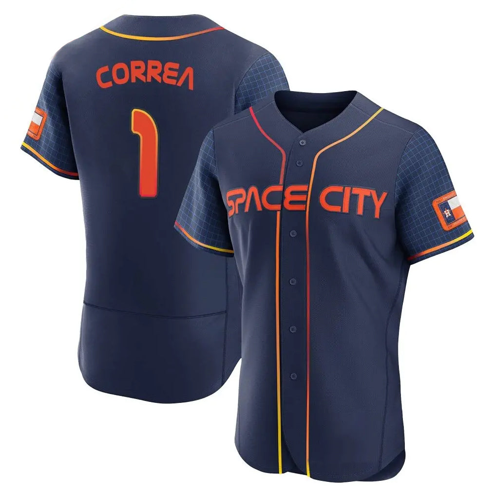 Perkns H.Astros #1 Carlos Correa Player Navy City Connect Limited Elite Home Stitched Jerseys