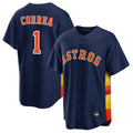 Perkns H.Astros #1 Carlos Correa Player Navy Home Game Stitched Jerseys