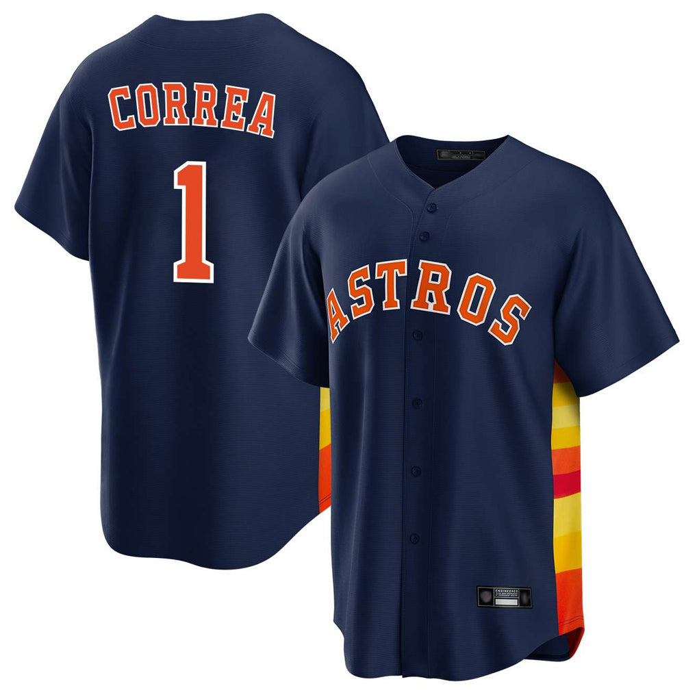 Perkns H.Astros #1 Carlos Correa Player Navy Home Game Stitched Jerseys