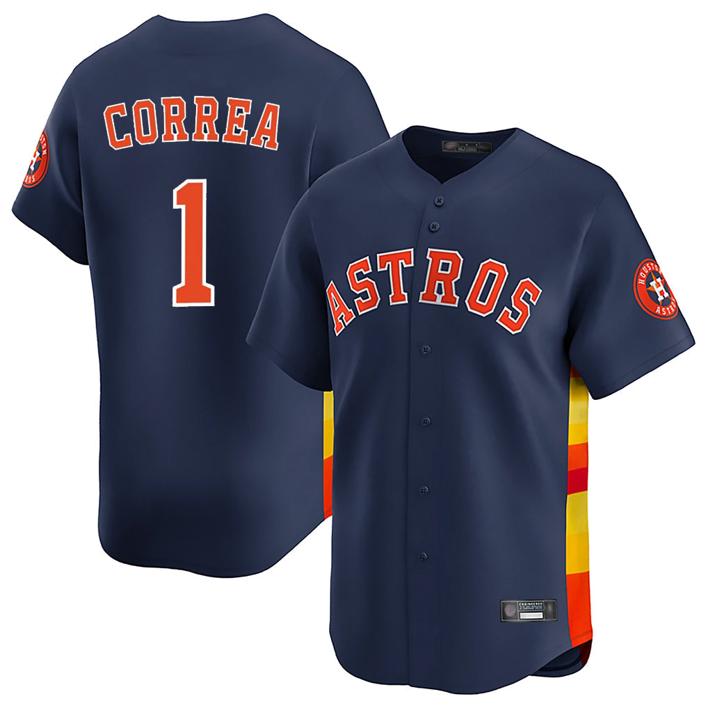Perkns H.Astros #1 Carlos Correa Player Navy Home Limited Stitched Jerseys