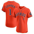 Perkns H.Astros #1 Carlos Correa Player Orange Home Limited Elite Stitched Jerseys