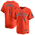 Perkns H.Astros #1 Carlos Correa Player Orange Home Limited Stitched Jerseys
