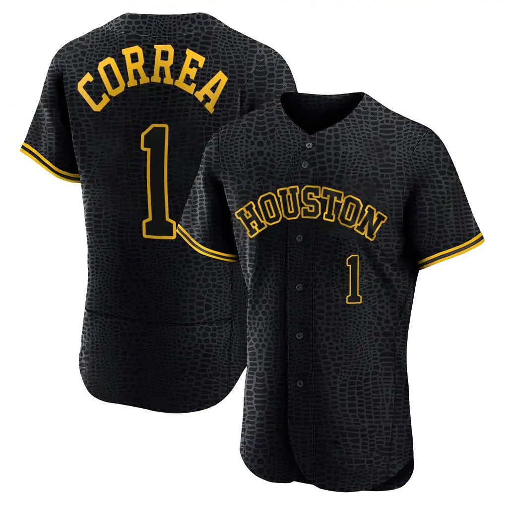 Perkns H.Astros #1 Carlos Correa Player Snake Skin City Limited Elite Home Stitched Jerseys