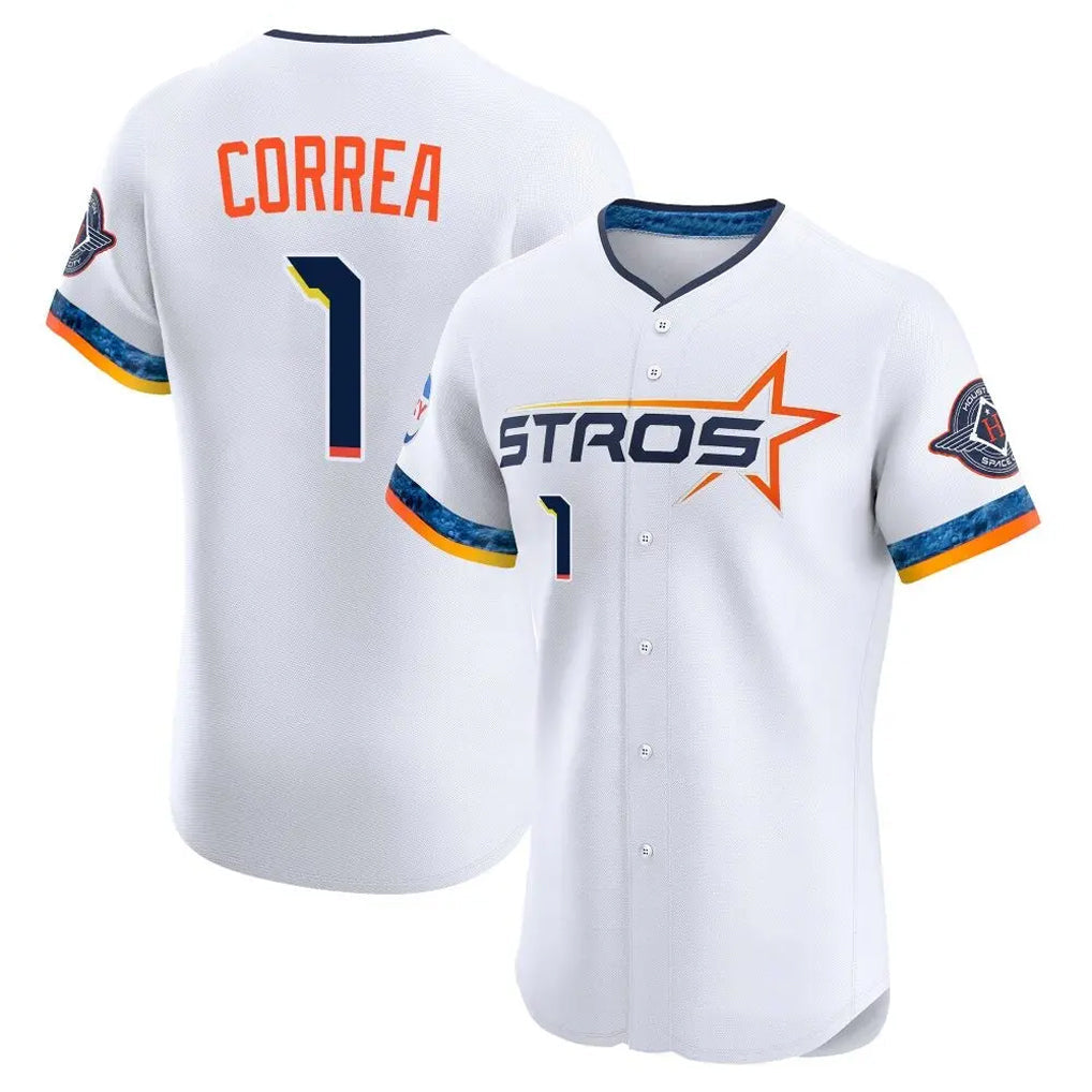 Perkns H.Astros #1 Carlos Correa Player White City Connect Limited Elite Home Stitched Jerseys