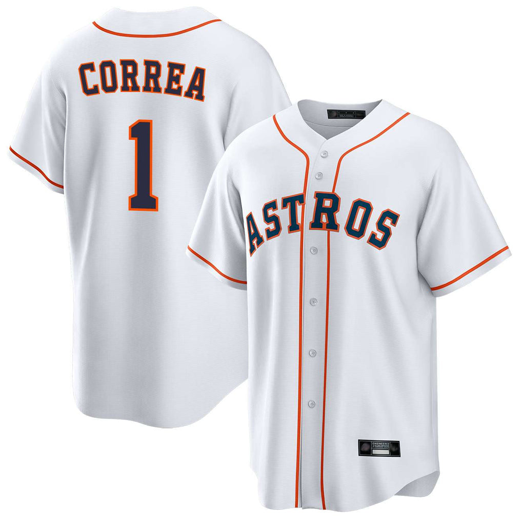 Perkns H.Astros #1 Carlos Correa Player White Home Game Stitched Jerseys