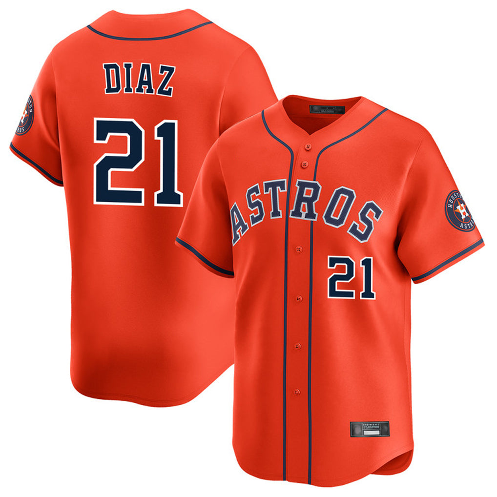 Perkns H.Astros #21 Yainer Diaz Player Orange Home Limited Stitched Jerseys