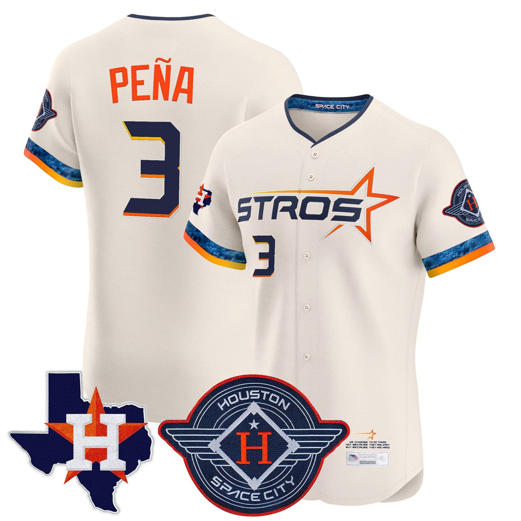 Perkns H.Astros #3 Jeremy Pe?a Player Cream City Connect Texas Patch Vapor Premier Limited Elite Home Stitched Jerseys