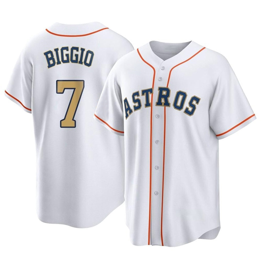 Perkns H.Astros #7 Craig Biggio Player Gold Collection Game Home Stitched Jerseys