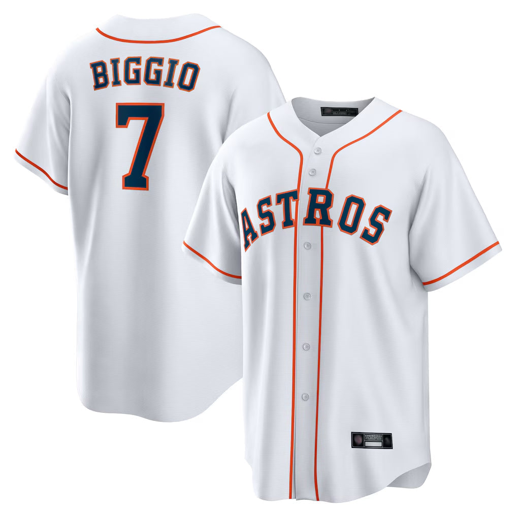 Perkns H.Astros #7 Craig Biggio Player White Home Game Stitched Jerseys