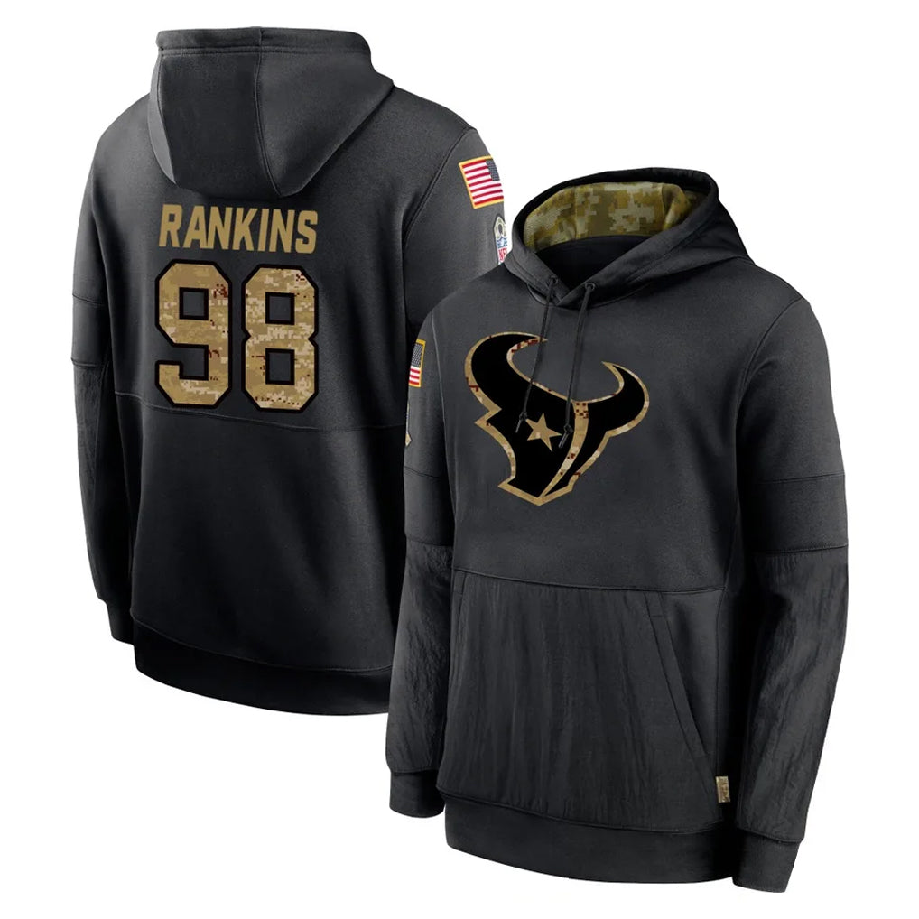 Perkns H.Texans #98 Sheldon Rankins Player Black Salute to Service Hoodies Limited Game Stitched Jerseys