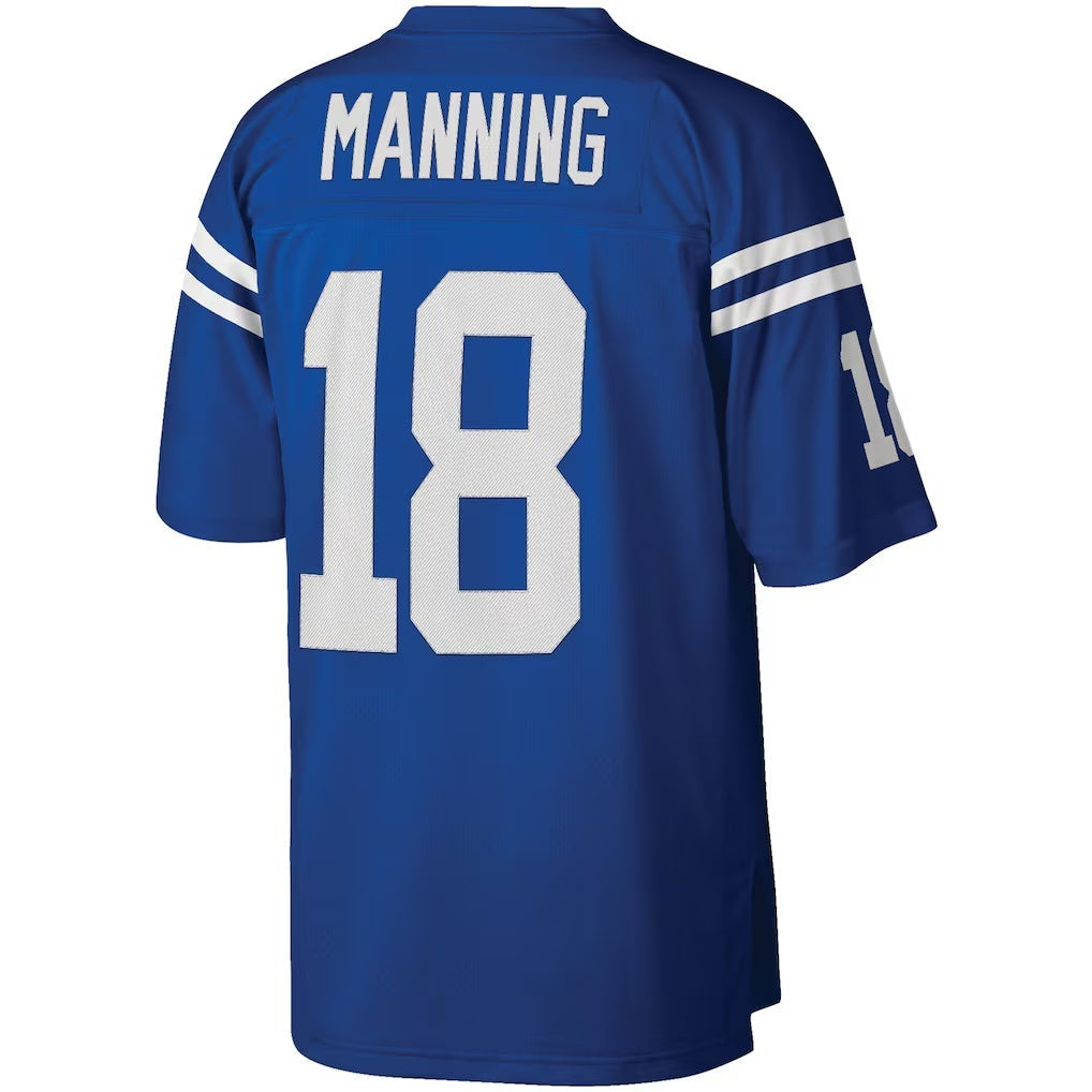 Perkns IN.Colts #18 Peyton Manning Mitchell & Ness Royal Big & Tall Retired Player Replica Stitched Jerseys