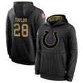 Perkns IN.Colts #28 Jonathan Taylor Player Black Salute To Service Hoodies Stitched Jerseys