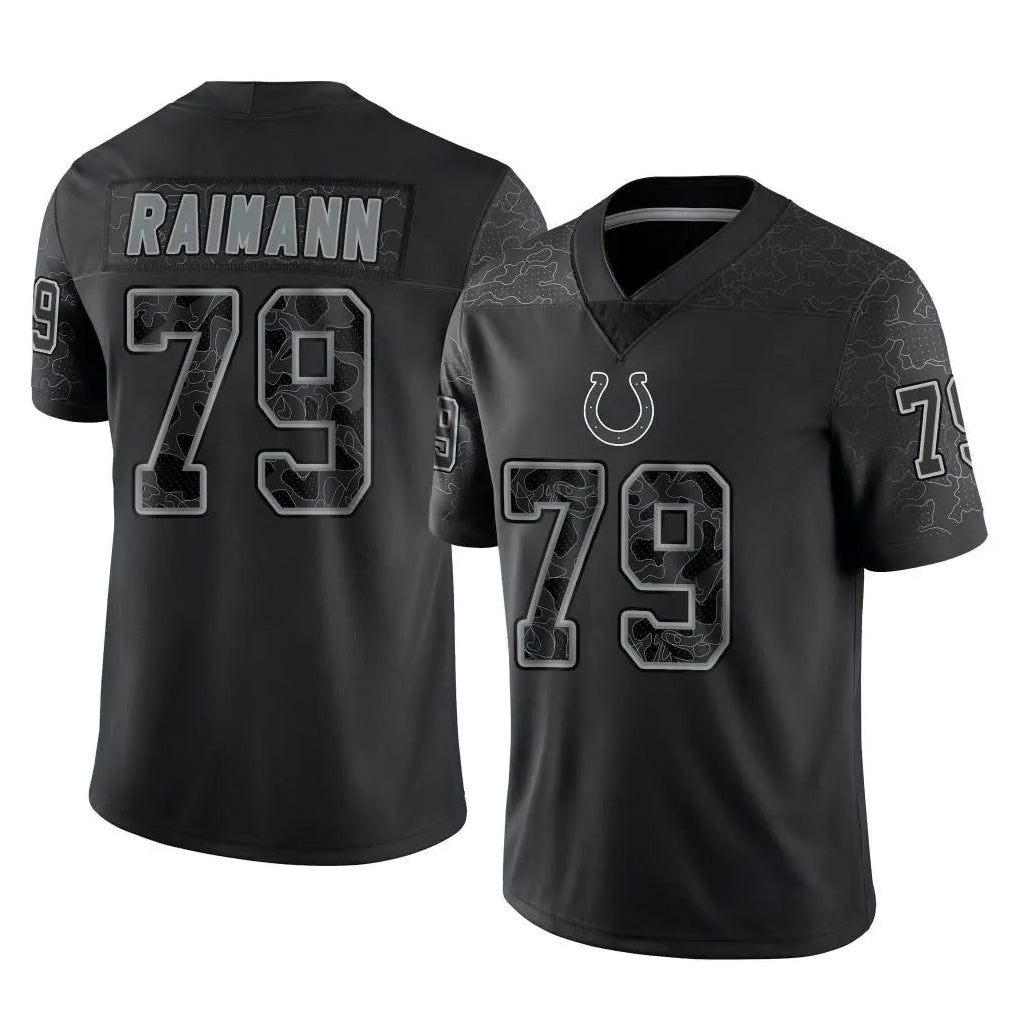 Perkns IN.Colts #79 Bernhard Raimann Player Black Reflective Limited Game Stitched Jerseys
