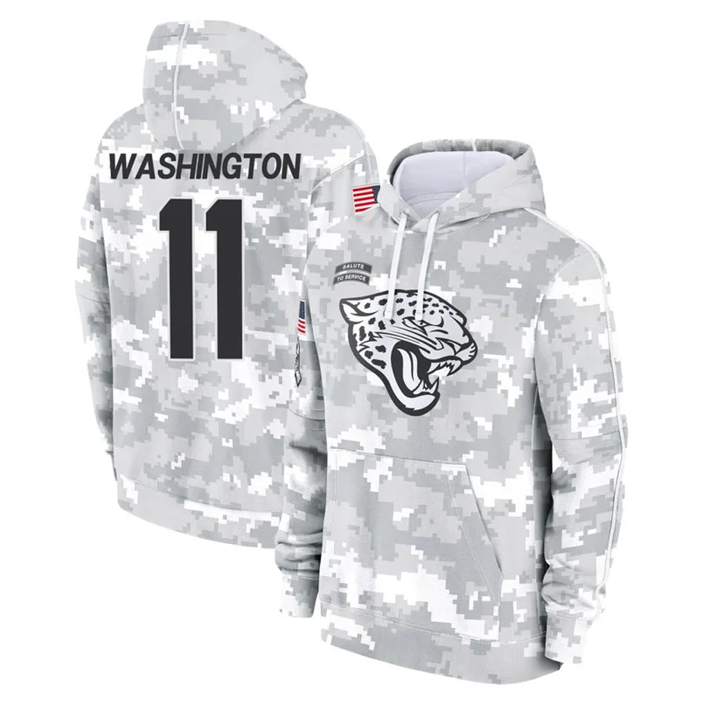 Perkns J.Jaguars #11 Parker Washington Player Arctic Camo Salute to Service Hoodies Limited Game Stitched Jerseys
