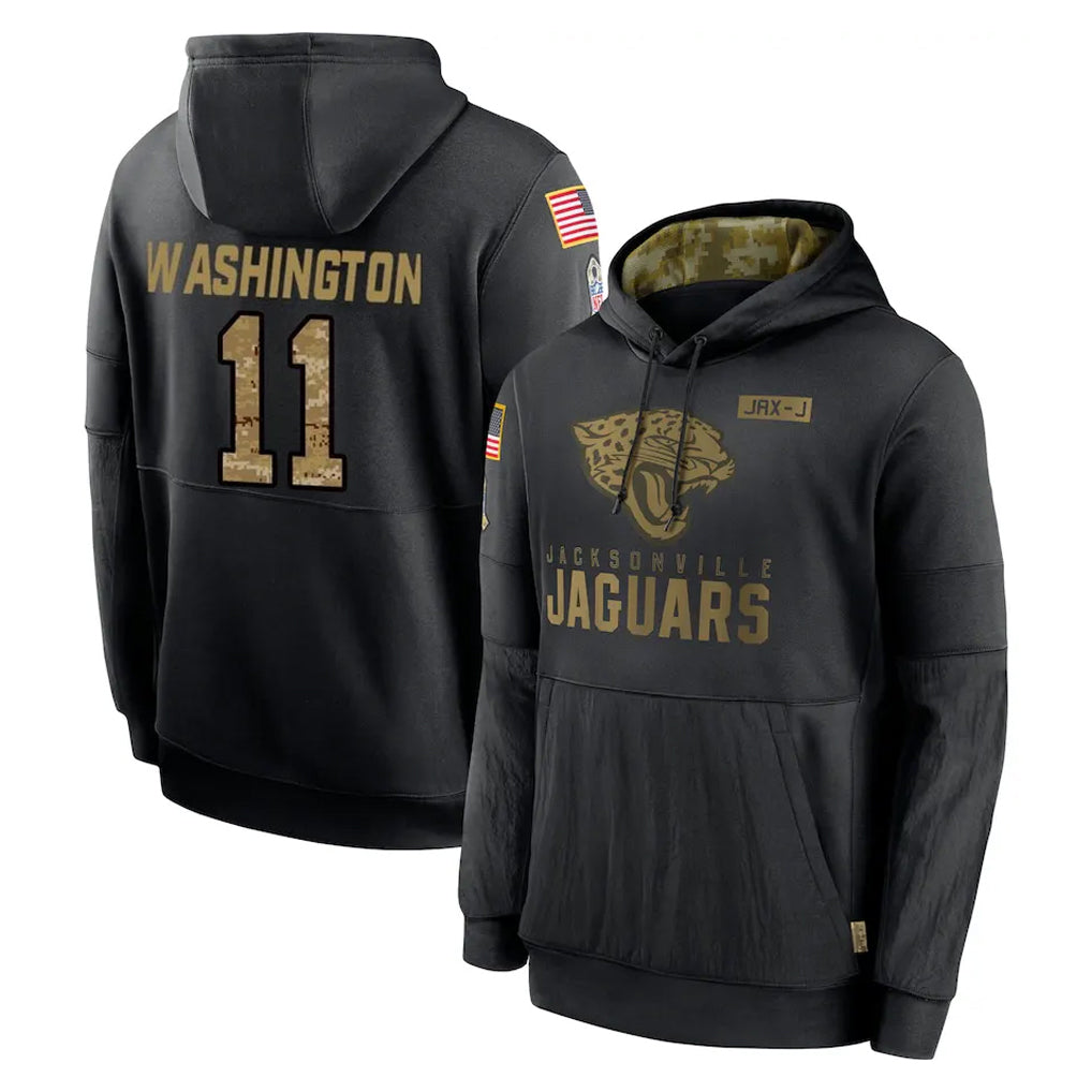 Perkns J.Jaguars #11 Parker Washington Player Black Salute to Service Hoodies Limited Game Stitched Jerseys