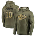 Perkns KC.Chiefs #10 Isiah Pacheco Player Salute to Service Limited Olive Hoodies Stitched Jerseys
