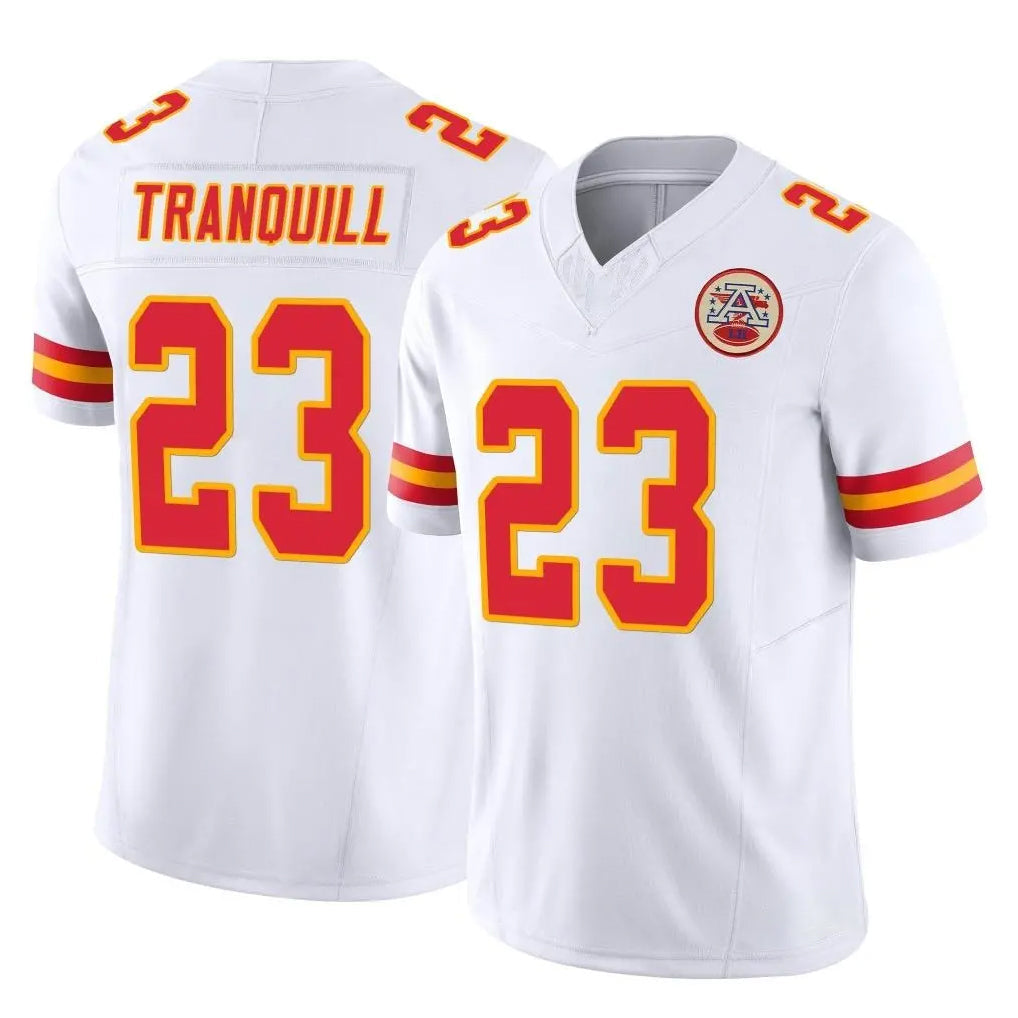 Perkns KC.Chiefs #23 Drue Tranquill Player White Limited Vapor F.U.S.E. Home Game Stitched Jerseys