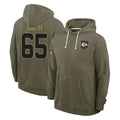 Perkns KC.Chiefs #65 Trey Smith Player Olive Salute to Service Pullover Hoodies Limited Stitched Jerseys