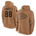 Perkns KC.Chiefs #88 Tony Gonzalez Player Brown Salute to Service Hoodies Limited Game Stitched Jerseys
