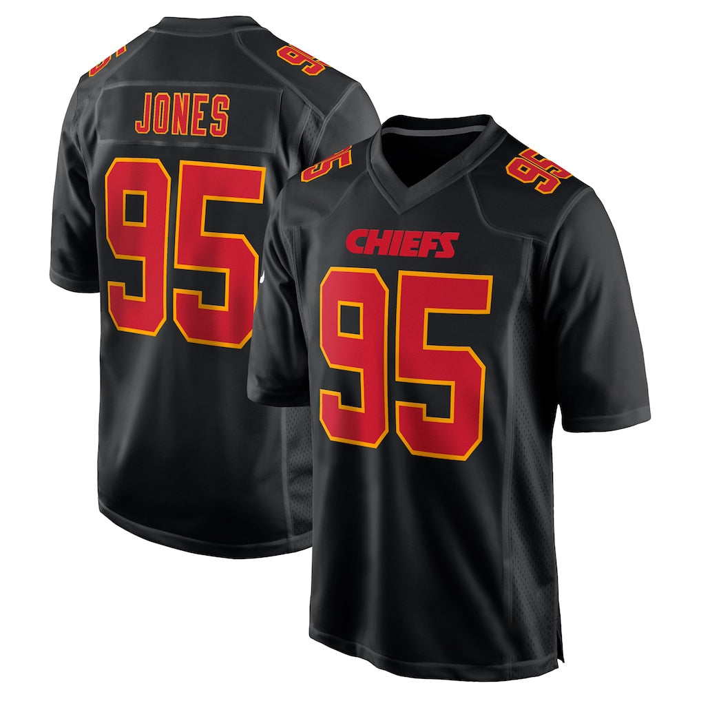 Perkns KC.Chiefs #95 Chris Jones Player Black Fashion Home Game Stitched Jerseys