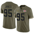 Perkns KC.Chiefs #95 Chris Jones Player Olive Salute To Service Stitched Jerseys