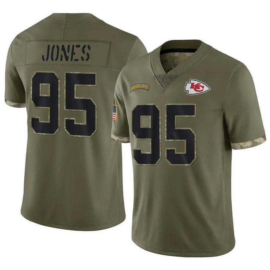 Perkns KC.Chiefs #95 Chris Jones Player Olive Salute To Service Stitched Jerseys
