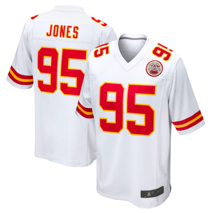 Perkns KC.Chiefs #95 Chris Jones Player White Home Game Stitched Jersey