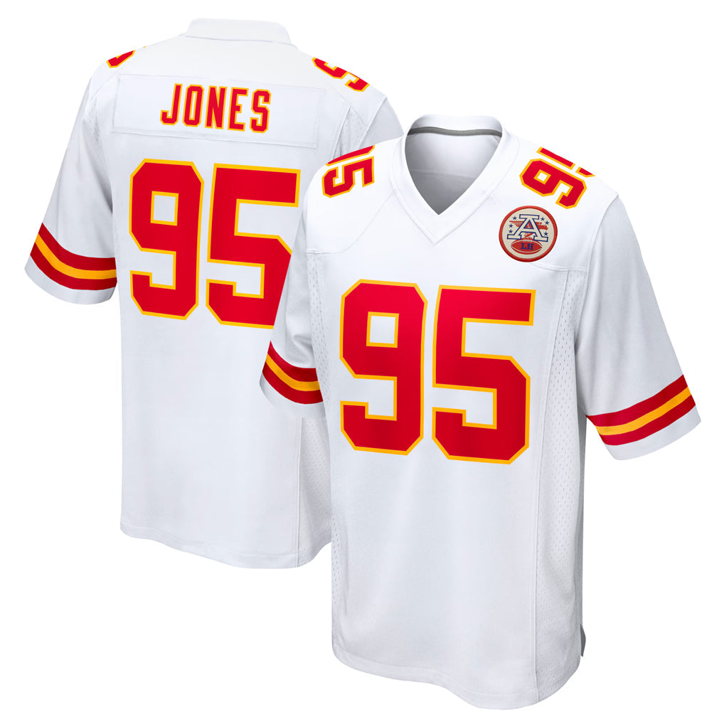 Perkns KC.Chiefs #95 Chris Jones Player White Home Game Stitched Jerseys