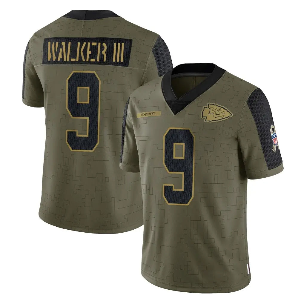 Perkns KC.Chiefs #9 Kenneth Walker III Player Olive Salute To Service Limited Game Stitched Jerseys