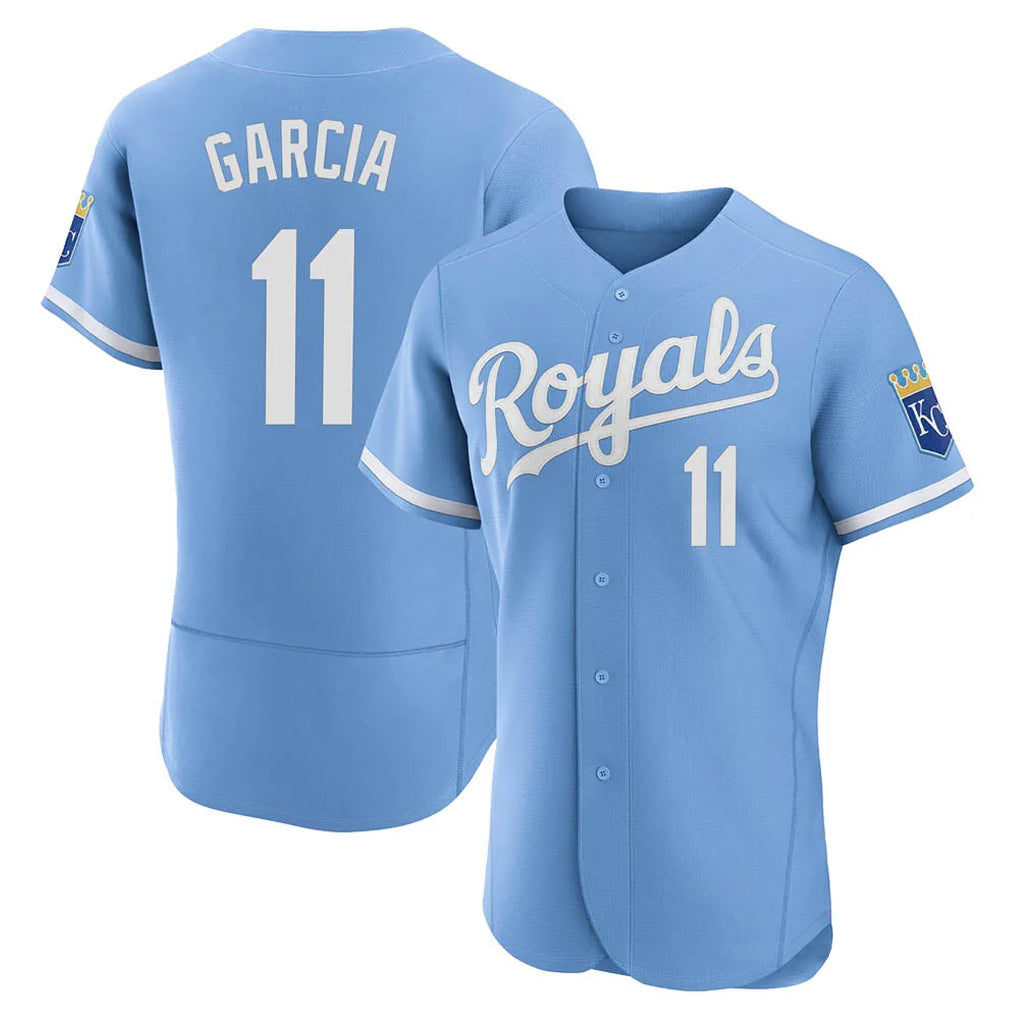 Perkns KC.Royals #11 Maikel Garcia Player Light Blue Alt Limited Elite Home Stitched Jerseys