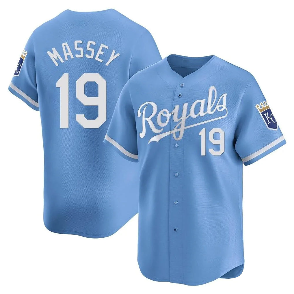 Perkns KC.Royals #19 Michael Massey Player Light Blue Alt Limited Home Stitched Jerseys